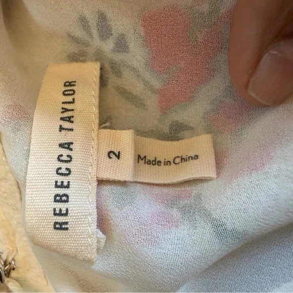 Rebecca Taylor 100% Silk Floral Dress White Red Pink Size 2 - Picture 3 of 4